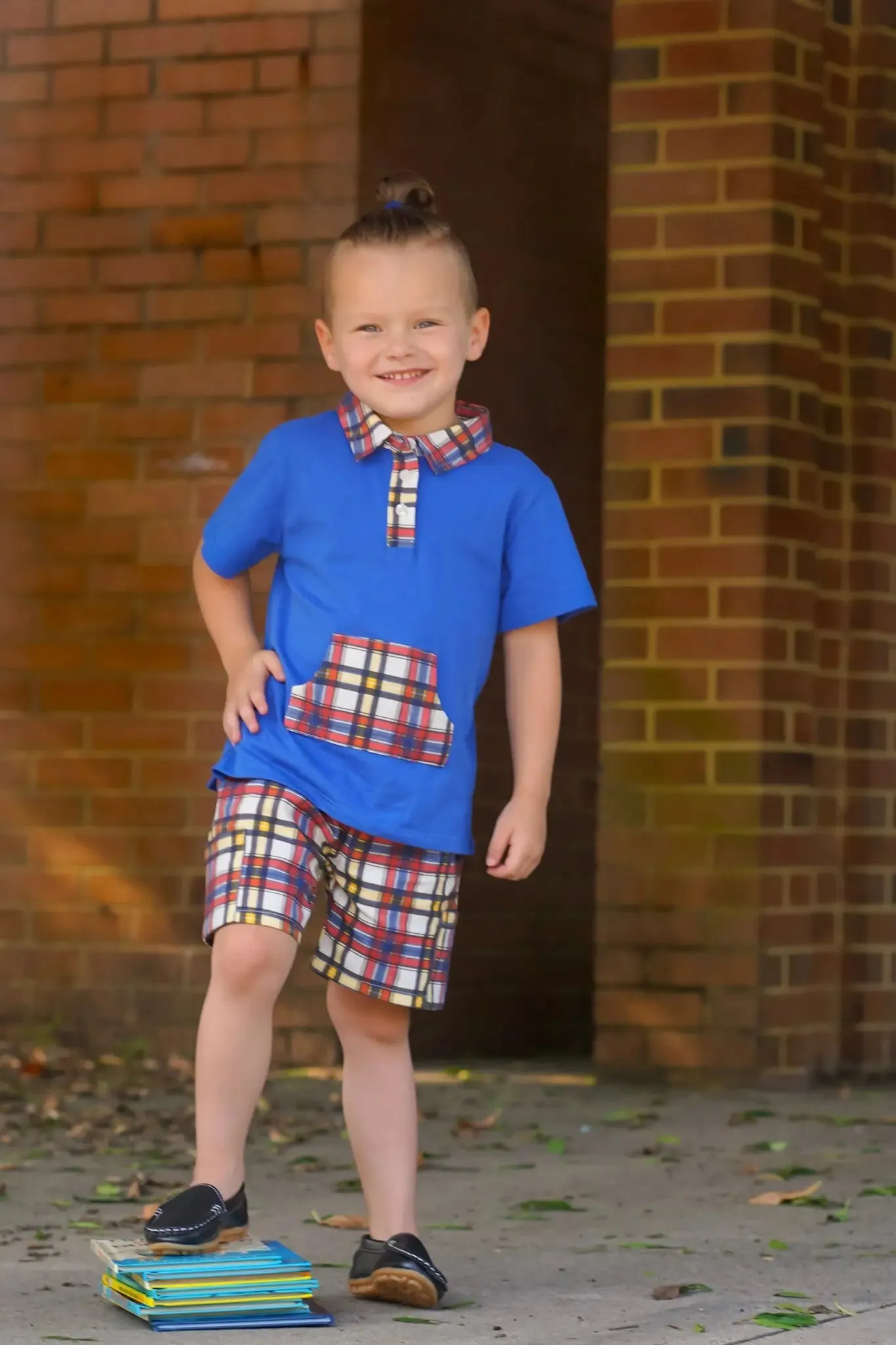 Apple Plaid Boys Polo and Short Set