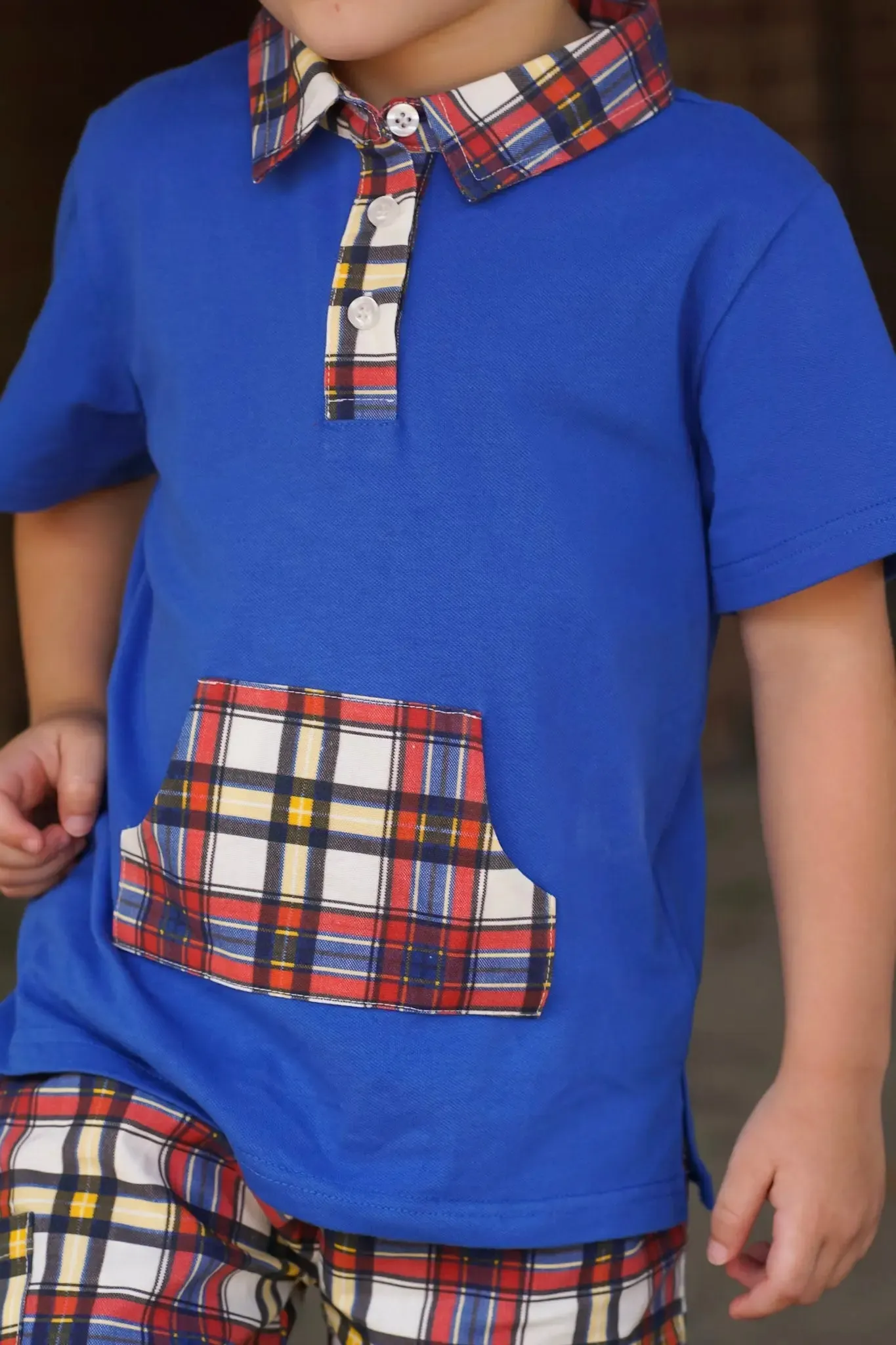 Apple Plaid Boys Polo and Short Set