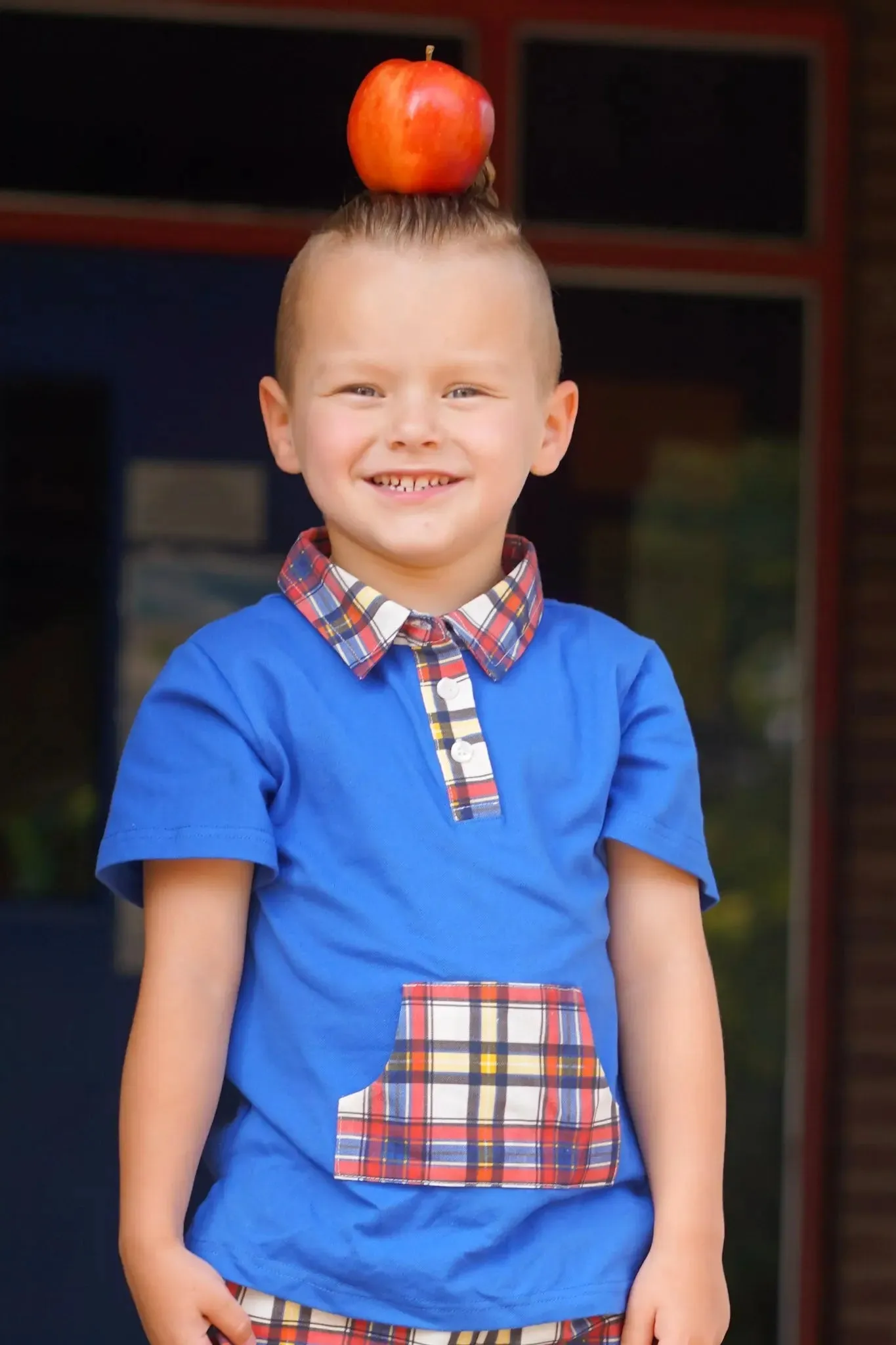 Apple Plaid Boys Polo and Short Set