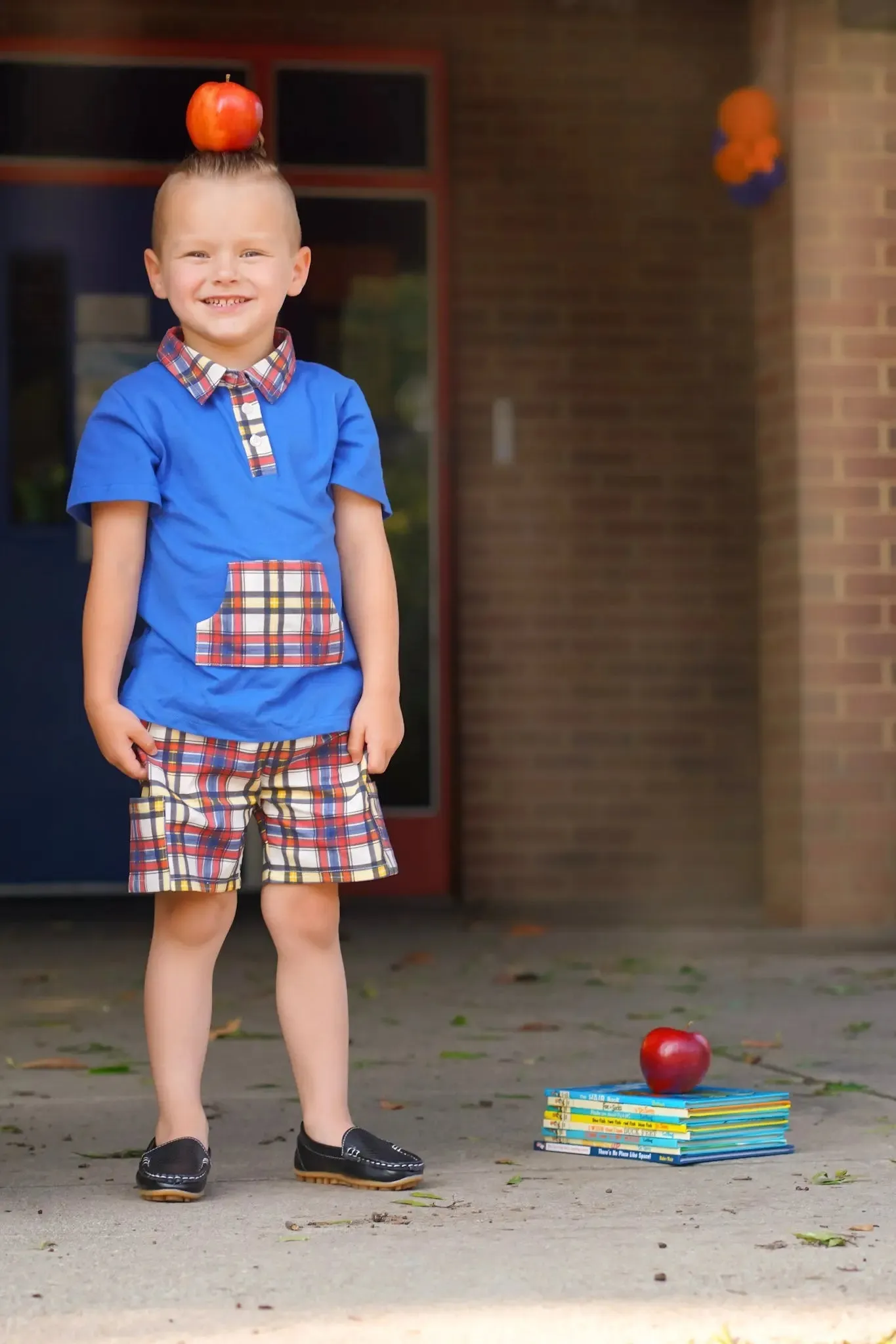 Apple Plaid Boys Polo and Short Set