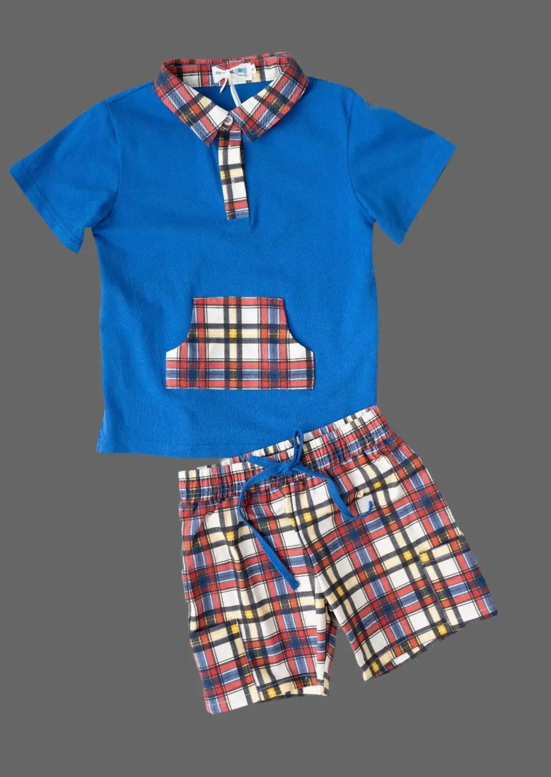 Apple Plaid Boys Polo and Short Set