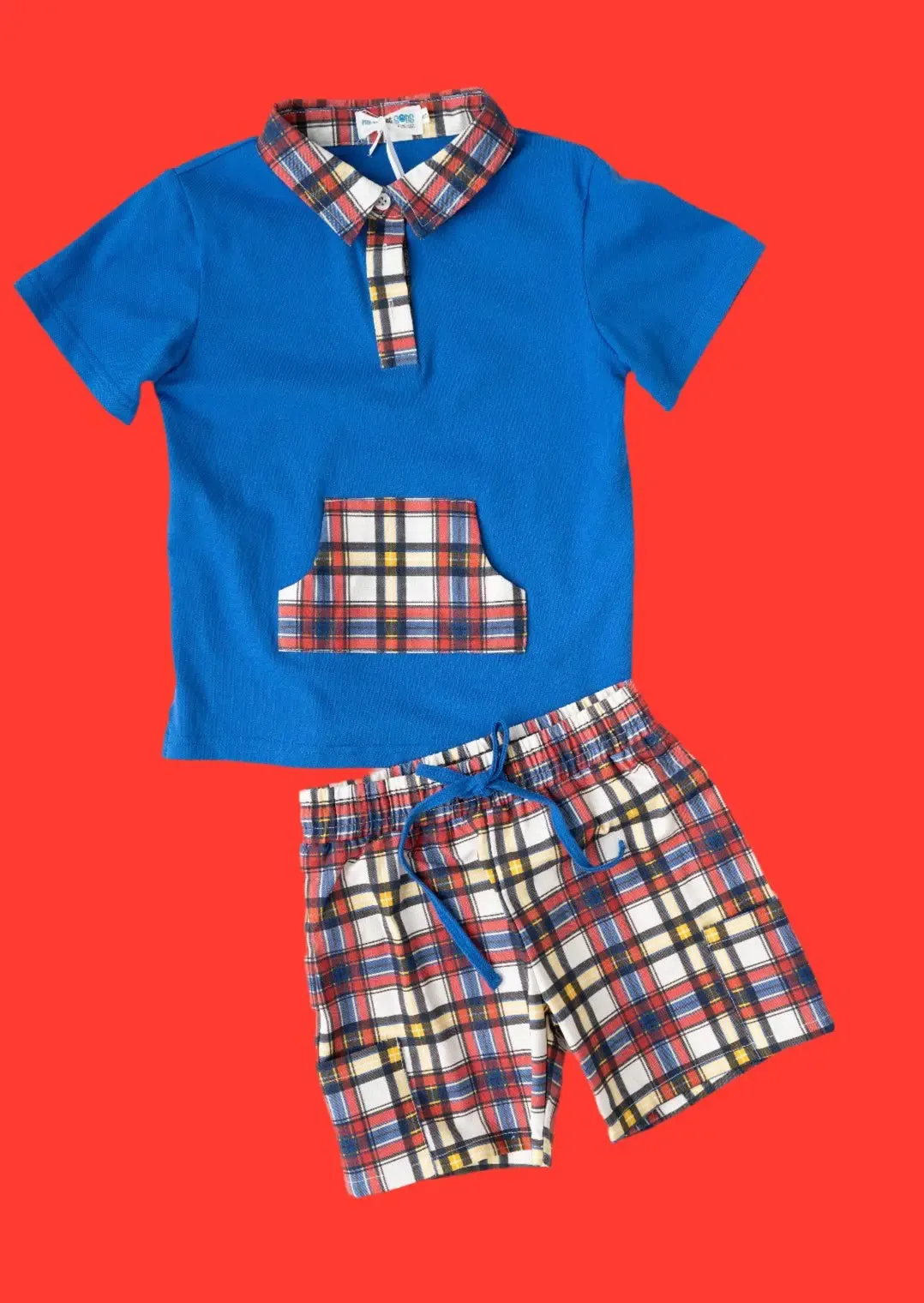 Apple Plaid Boys Polo and Short Set