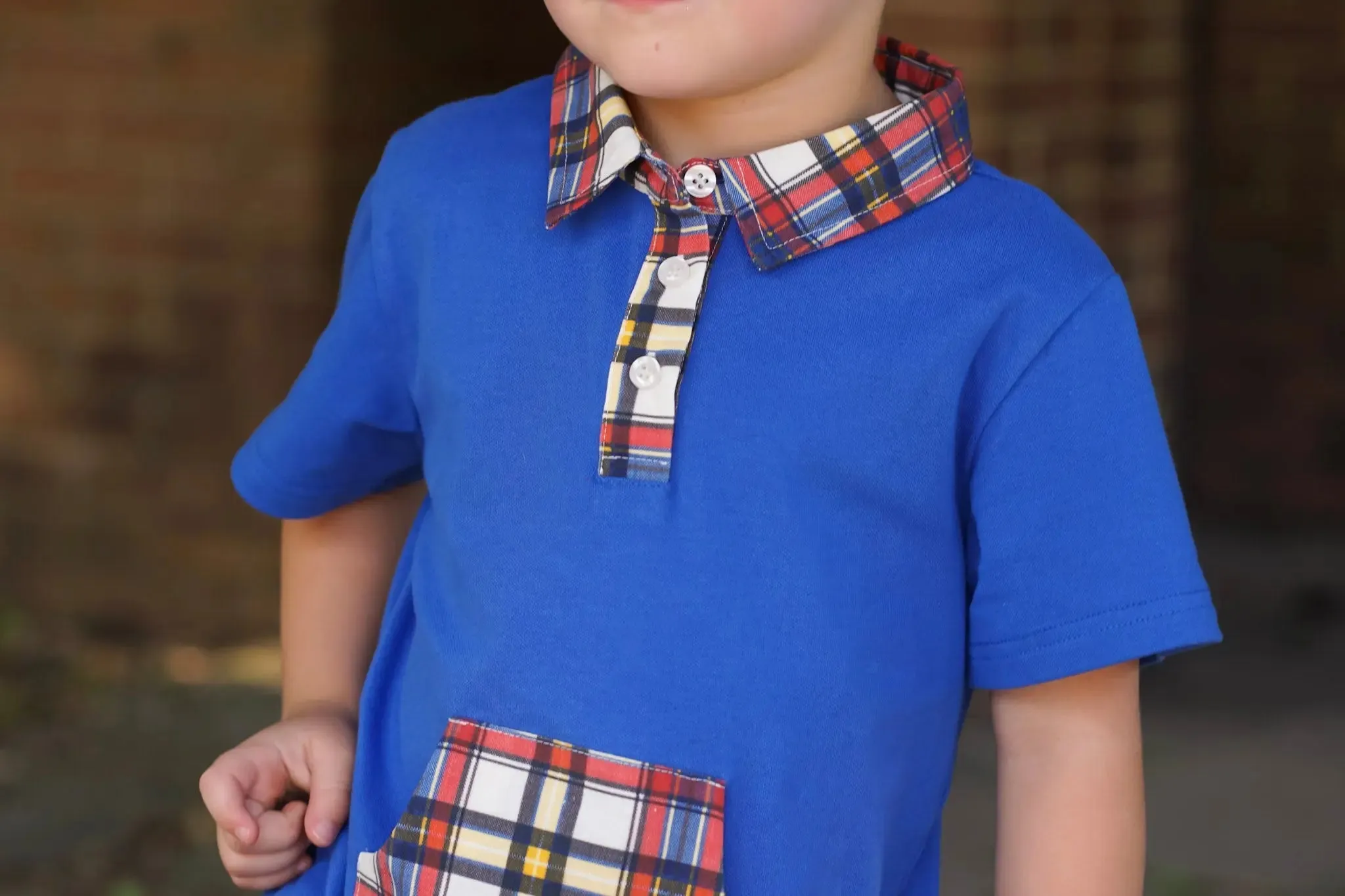 Apple Plaid Boys Polo and Short Set