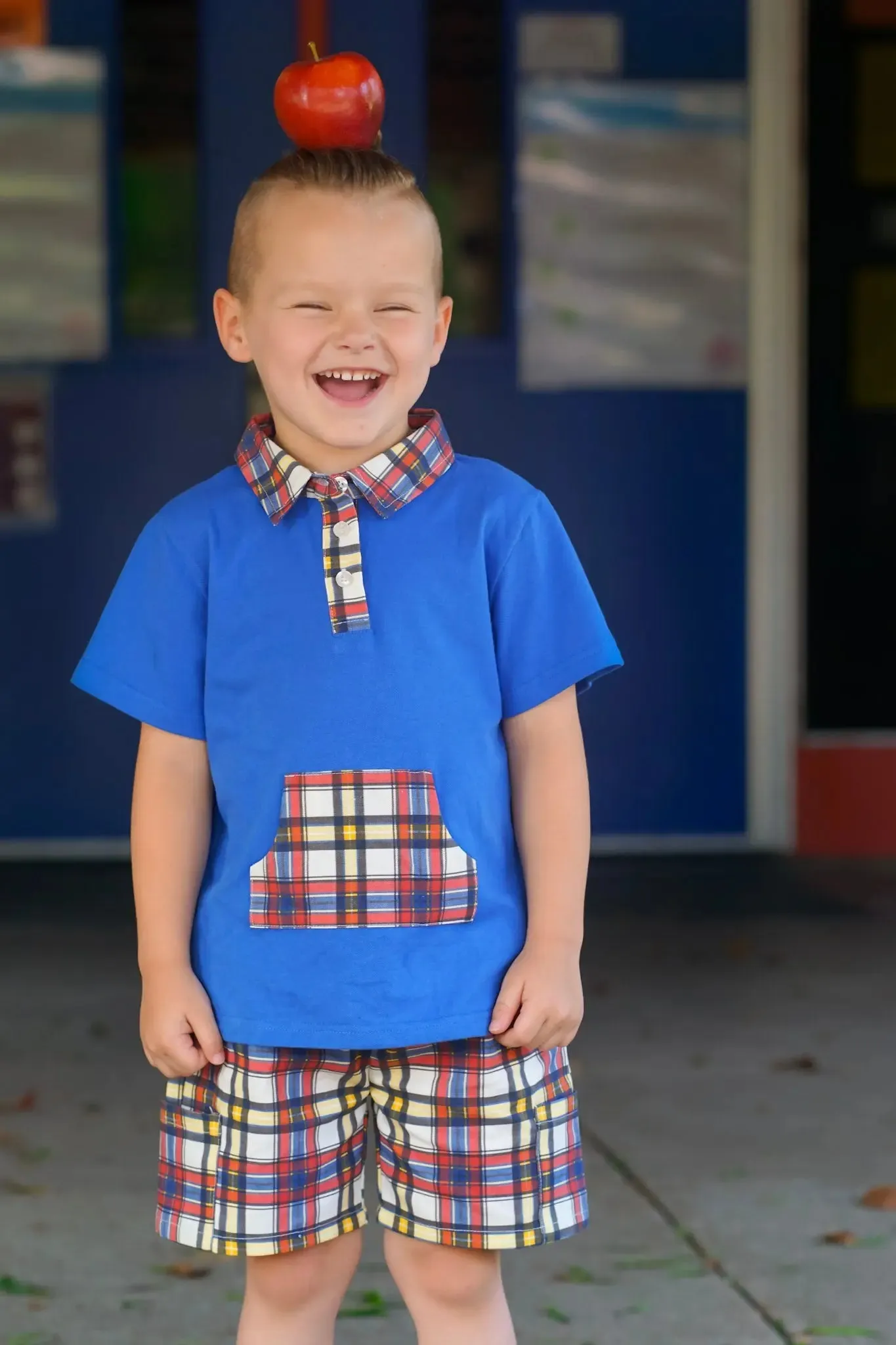 Apple Plaid Boys Polo and Short Set