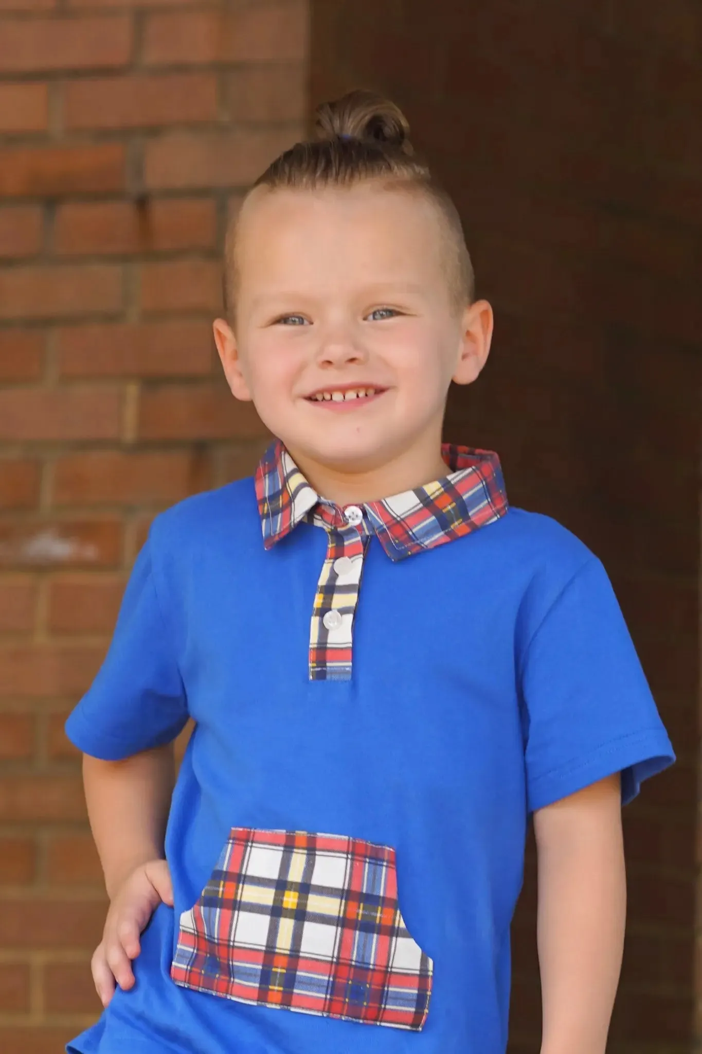 Apple Plaid Boys Polo and Short Set