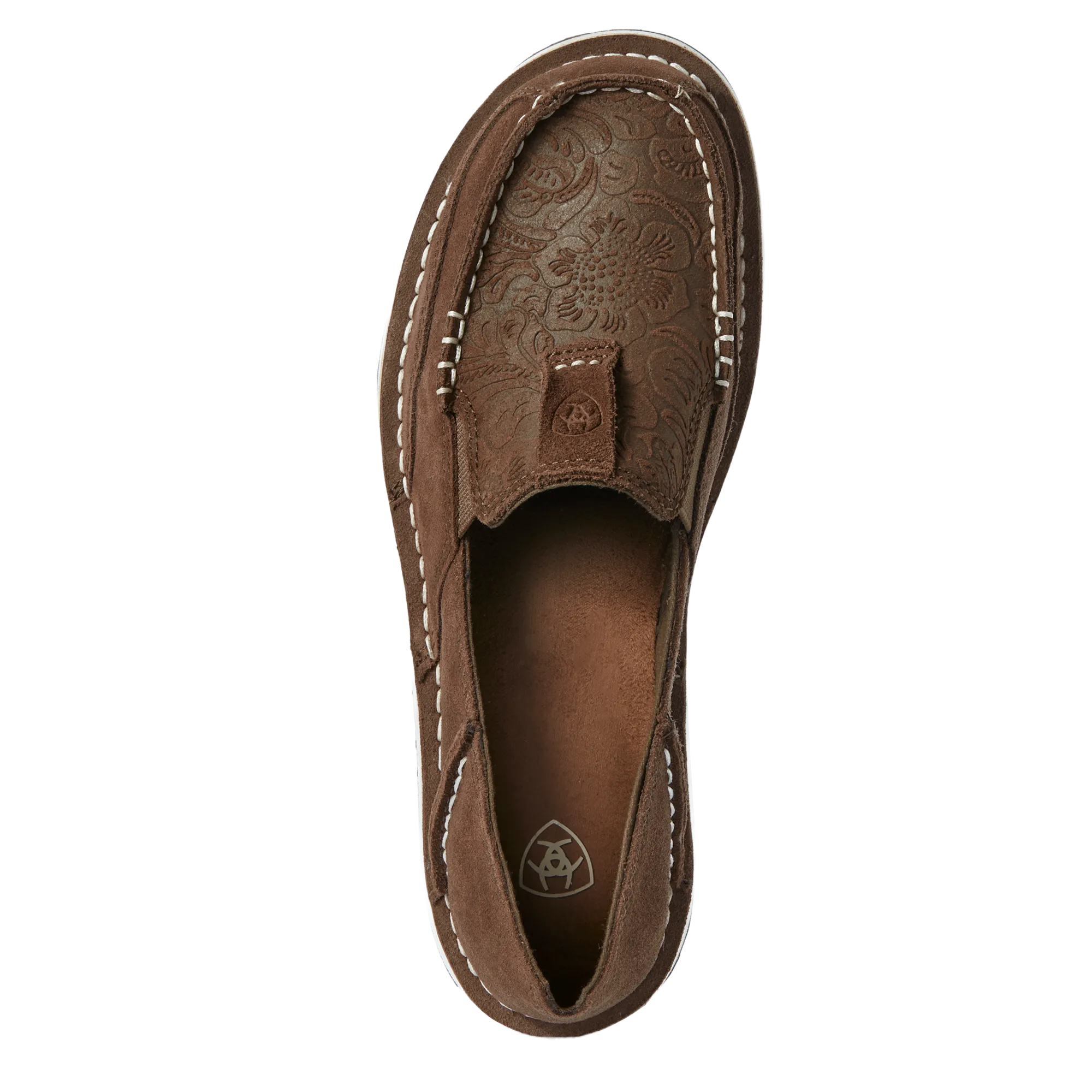 Ariat Ladies Cruiser Floral Embossed Suede Brown Slip On Shoes 10031609