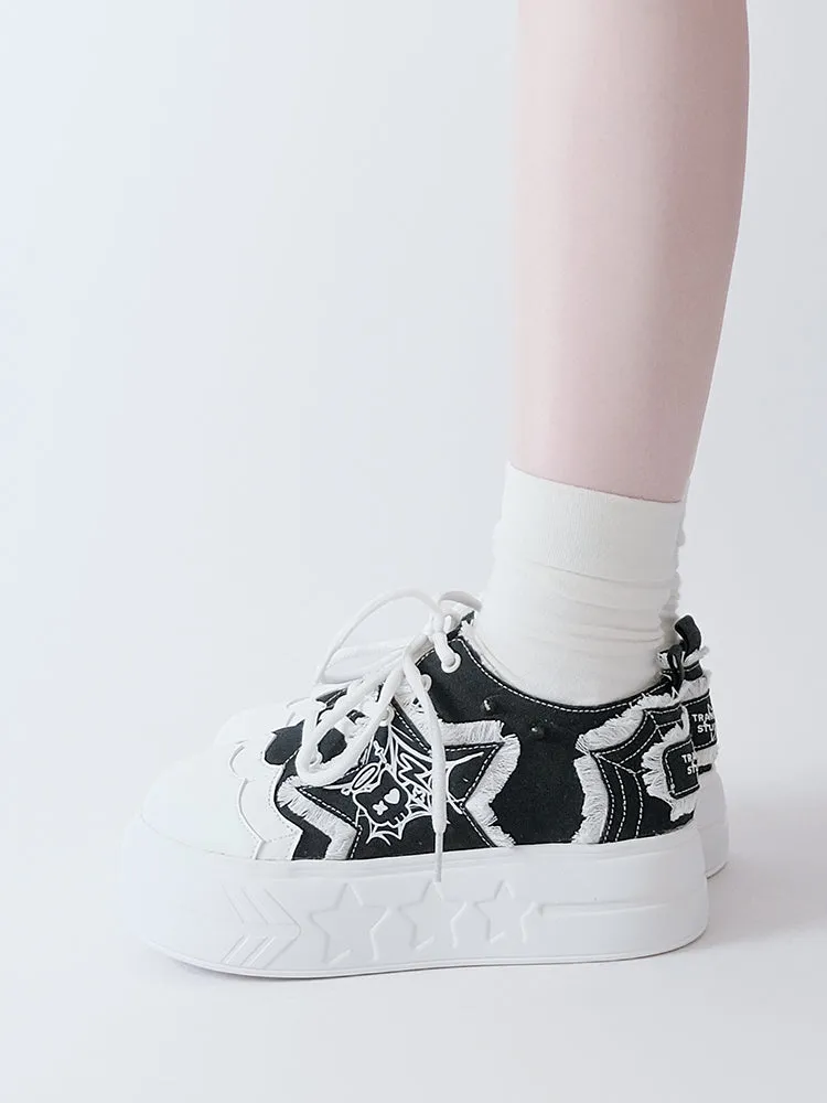 Black Star Applique Platform Sneakers