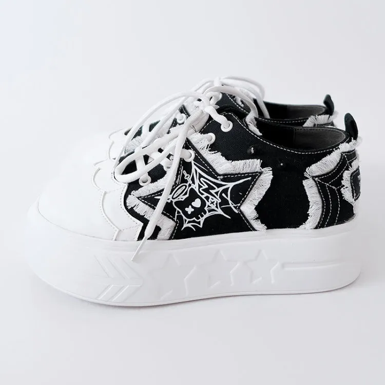 Black Star Applique Platform Sneakers