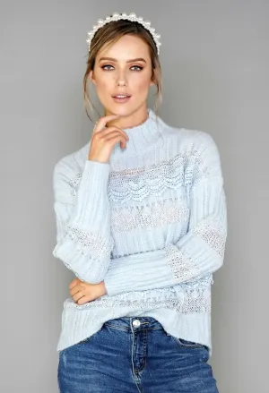 Blue Embroidery Pattern Knit