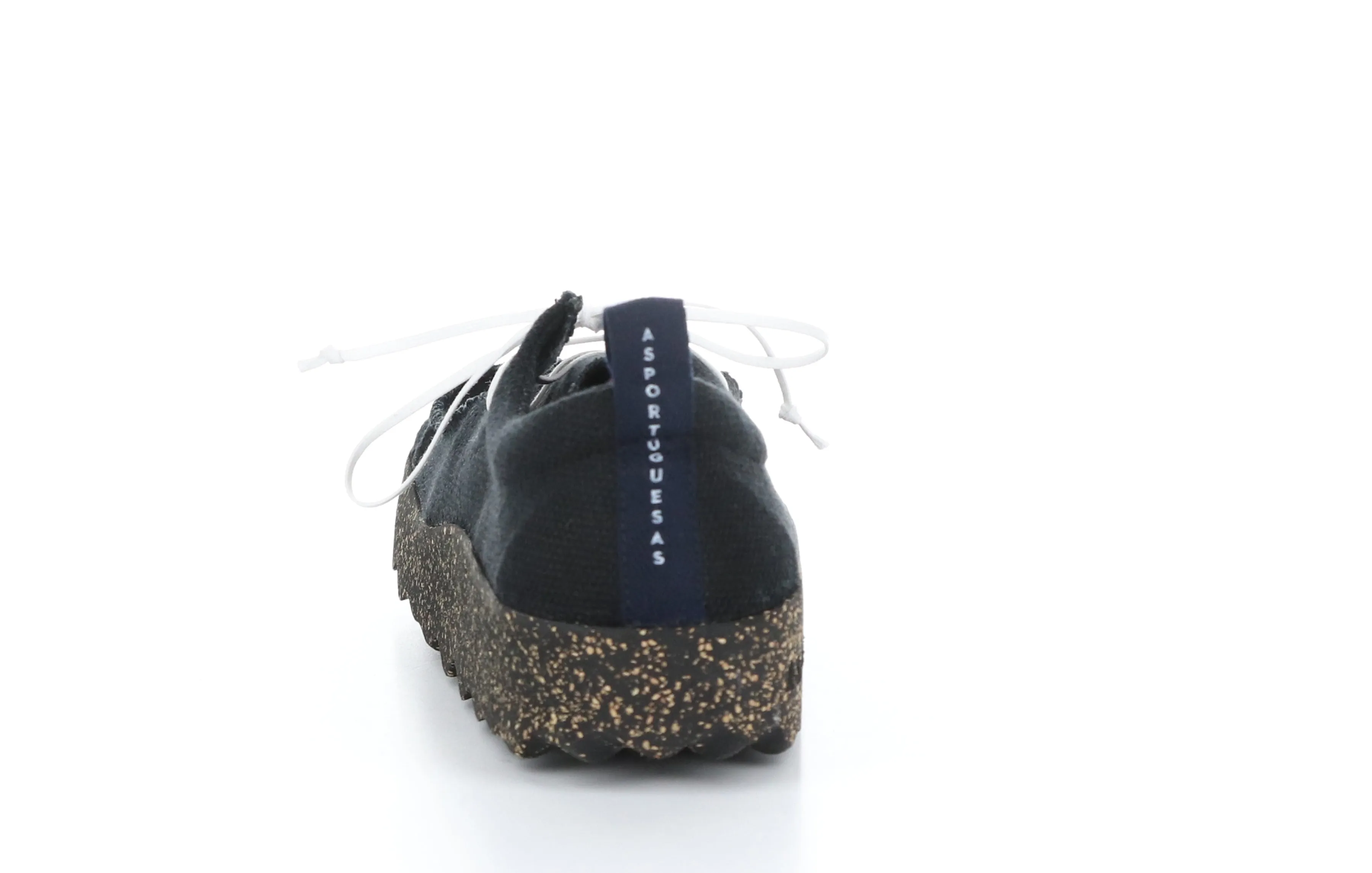 CHAT_M Black Recycled Linen Lace-up Trainers