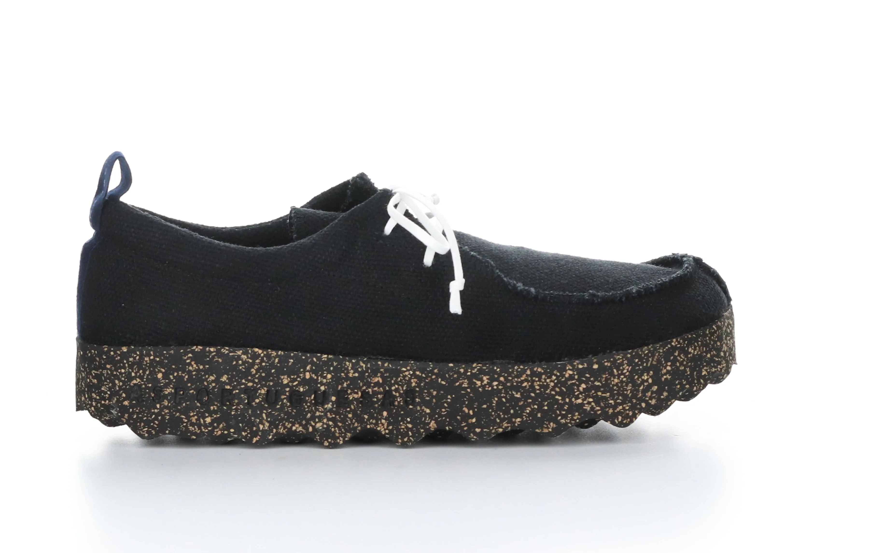 CHAT_M Black Recycled Linen Lace-up Trainers