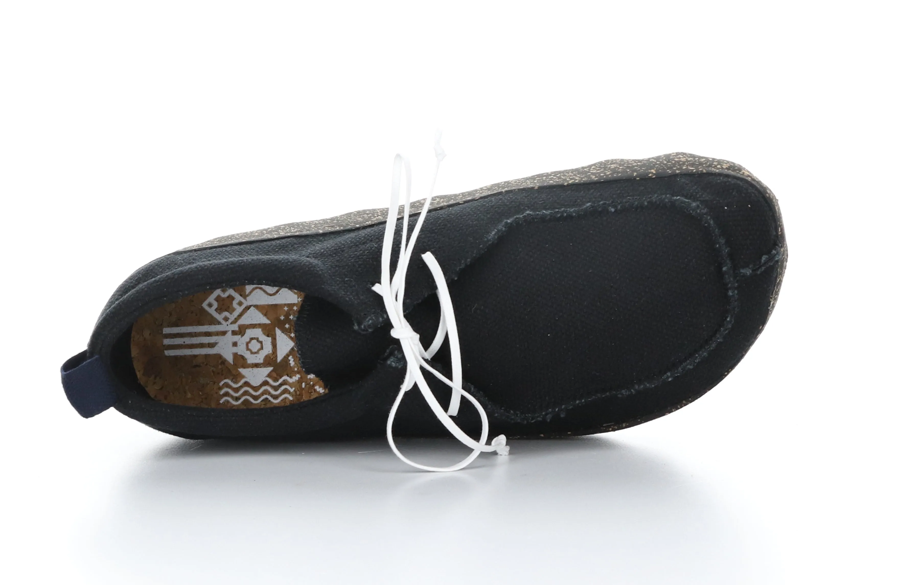CHAT_M Black Recycled Linen Lace-up Trainers
