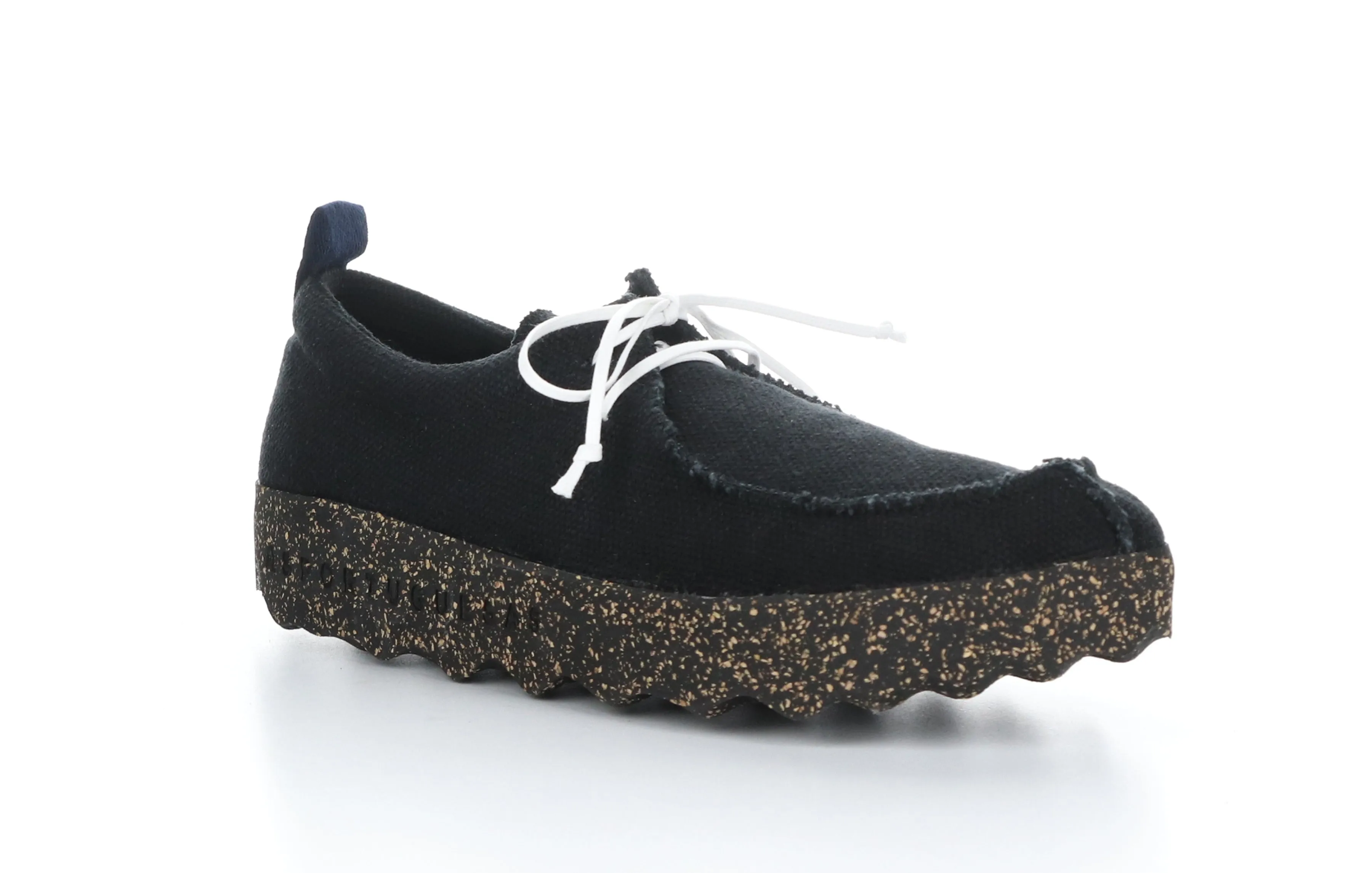CHAT_M Black Recycled Linen Lace-up Trainers