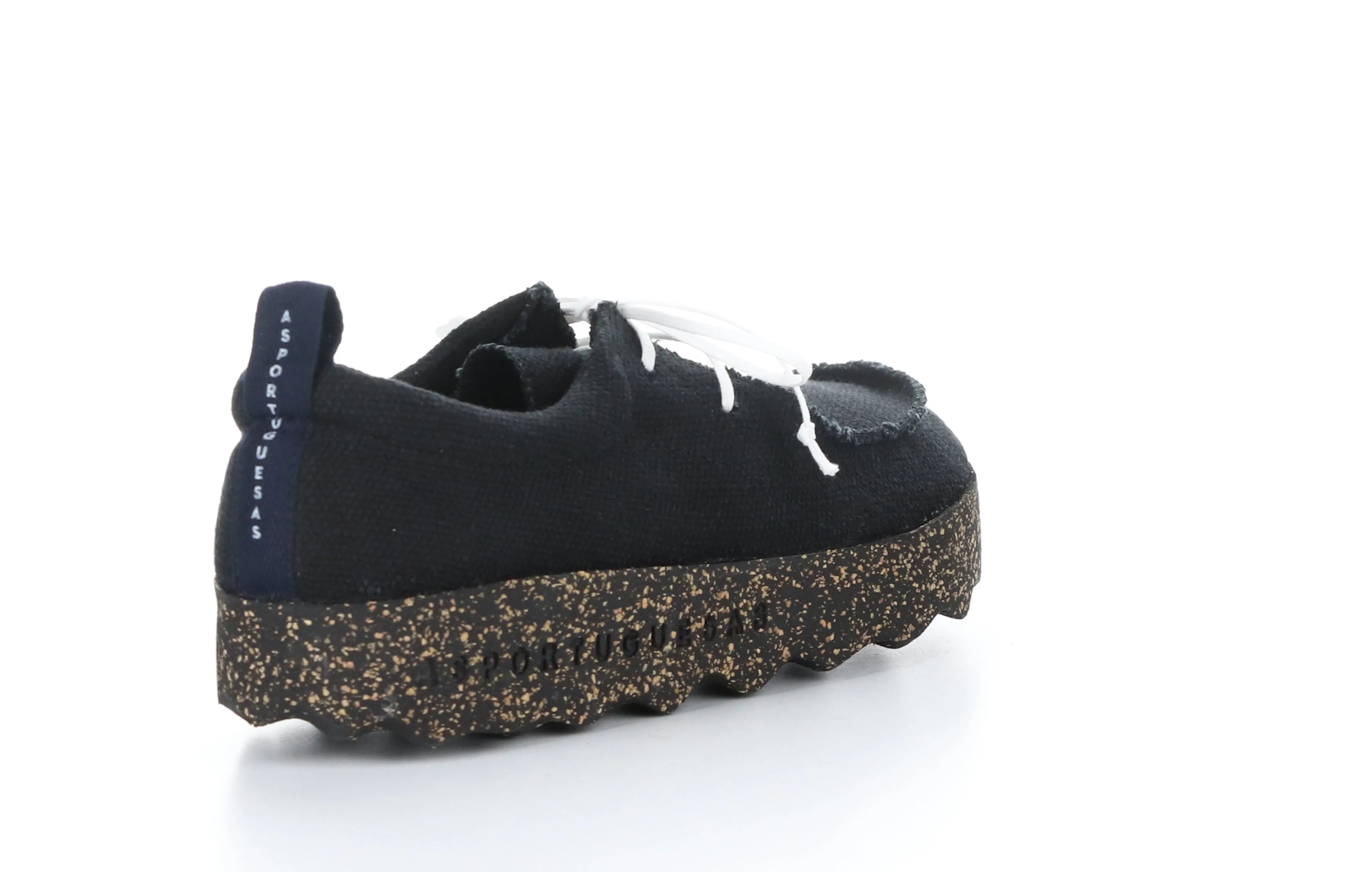 CHAT_M Black Recycled Linen Lace-up Trainers