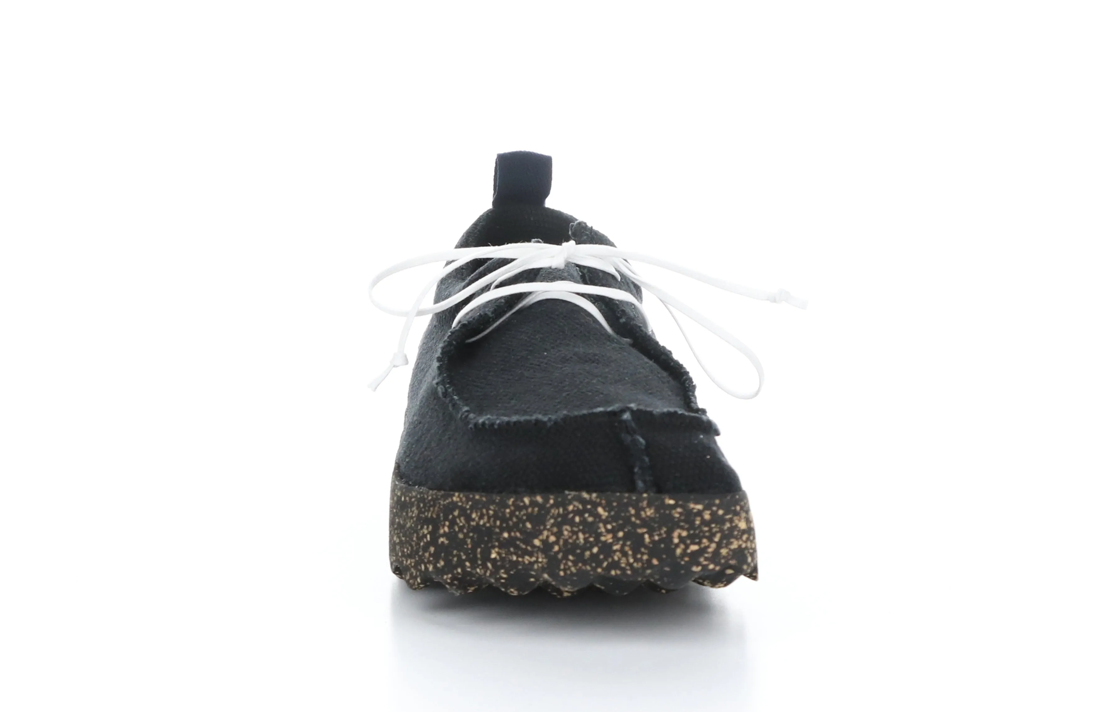 CHAT_M Black Recycled Linen Lace-up Trainers