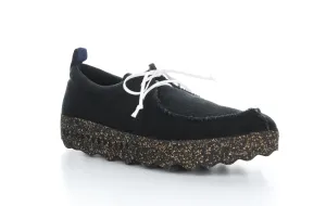 CHAT_M Black Recycled Linen Lace-up Trainers