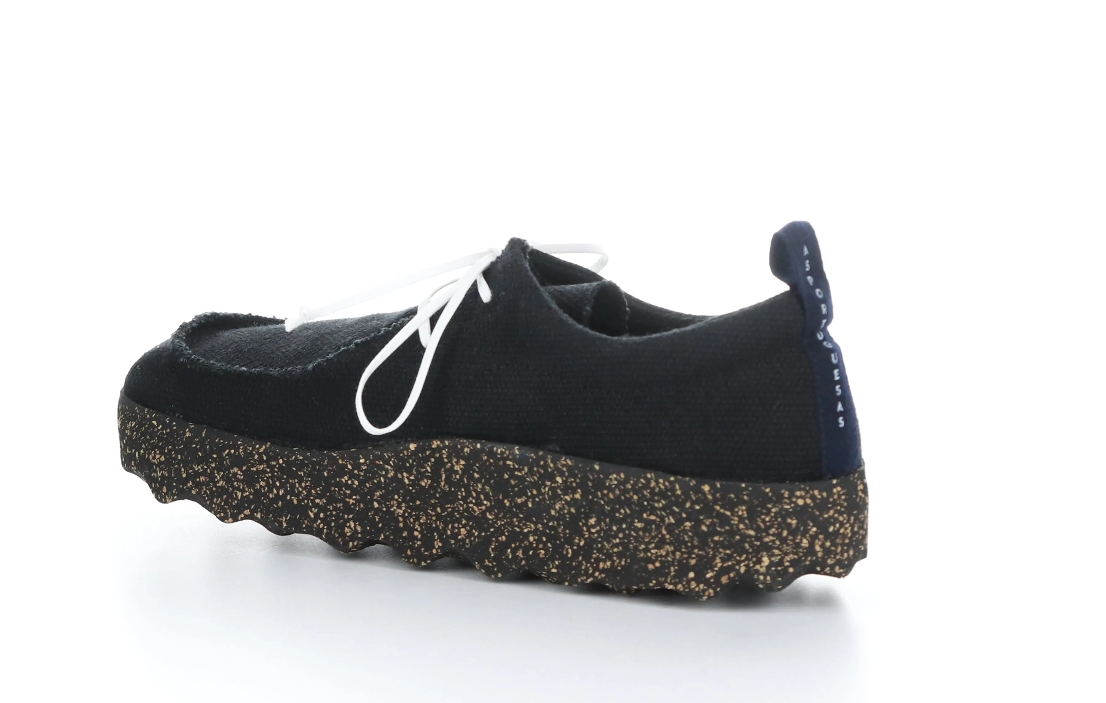 CHAT_M Black Recycled Linen Lace-up Trainers