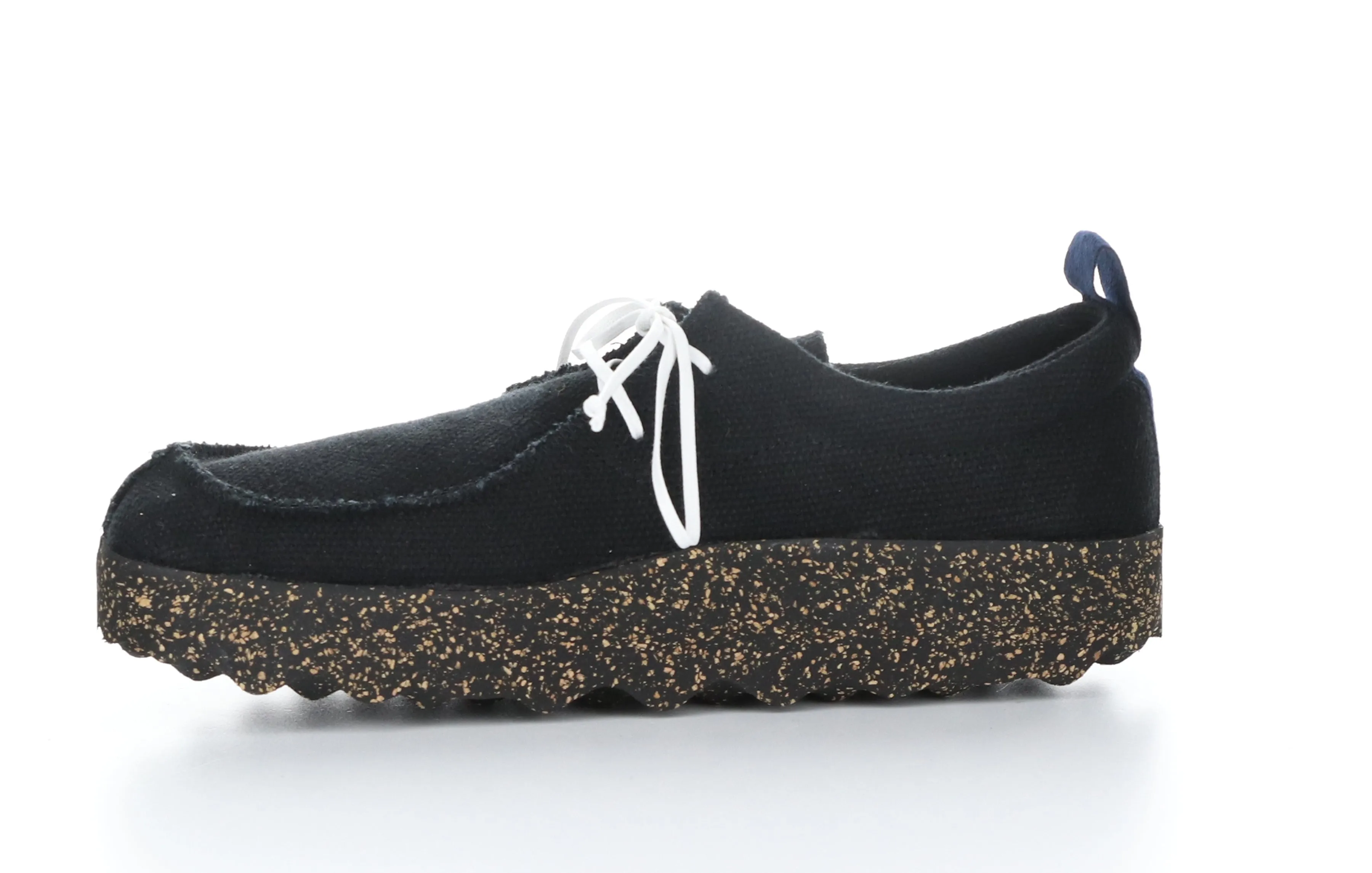 CHAT_M Black Recycled Linen Lace-up Trainers