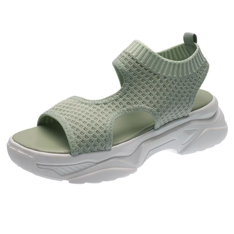Chicvane Cut Out Mesh Slip-on Wedge Sandals Spanish Sandals