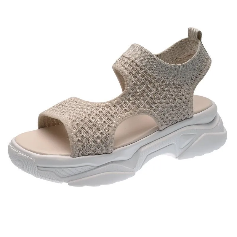 Chicvane Cut Out Mesh Slip-on Wedge Sandals Spanish Sandals