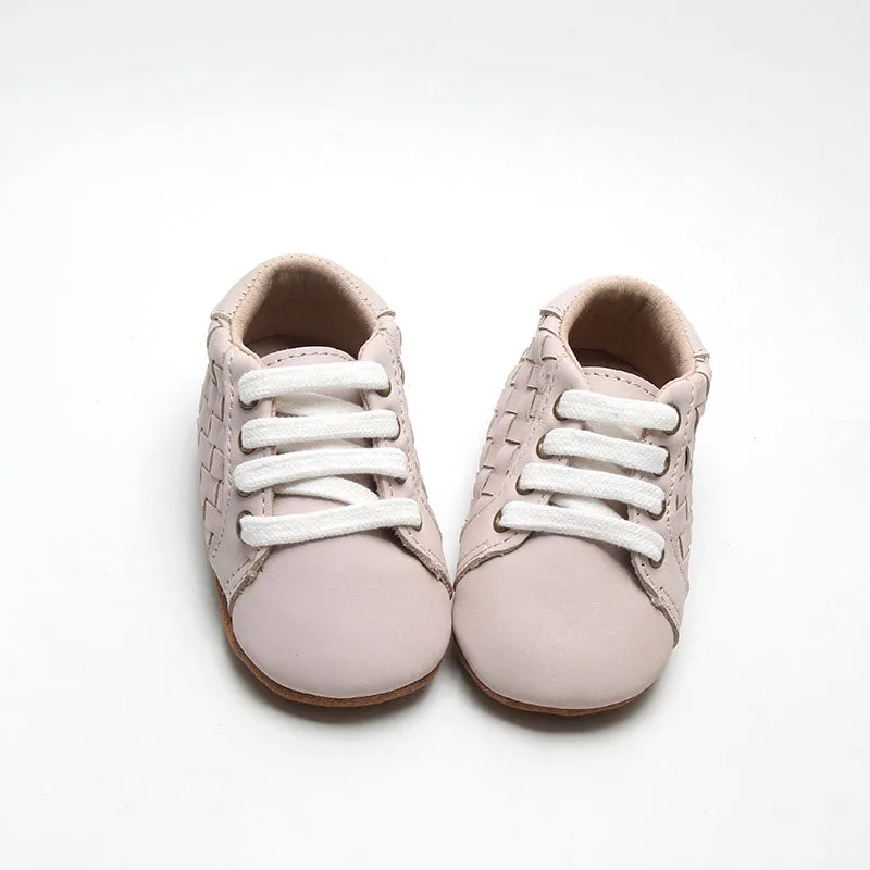 Consciously Baby Leather Woven Sneaker | Color 'Dusty Pink' | Soft Sole