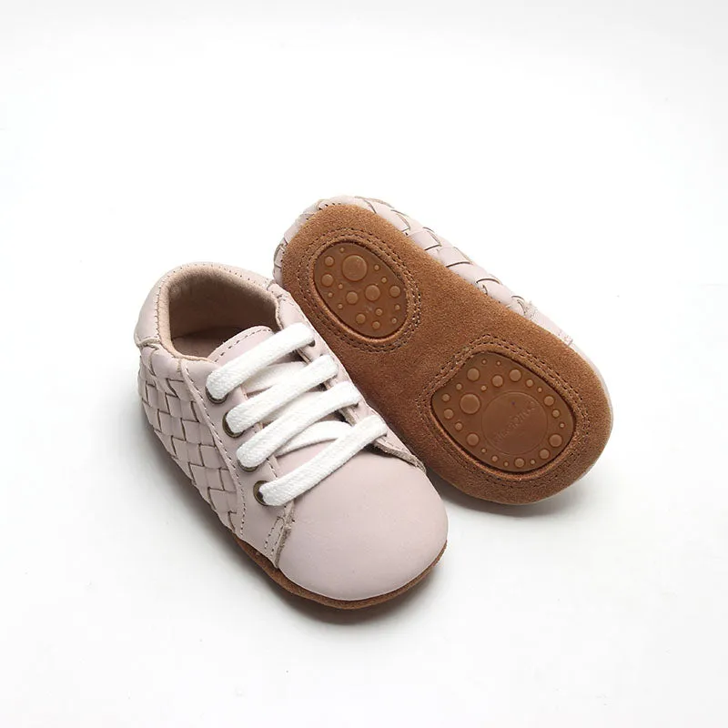 Consciously Baby Leather Woven Sneaker | Color 'Dusty Pink' | Soft Sole