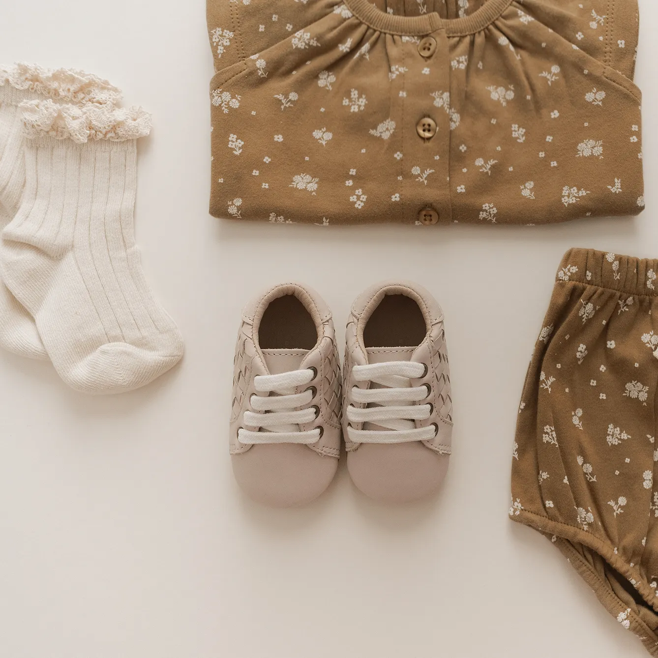 Consciously Baby Leather Woven Sneaker | Color 'Dusty Pink' | Soft Sole