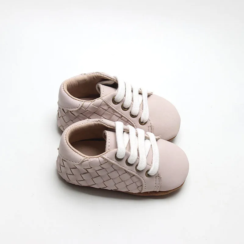Consciously Baby Leather Woven Sneaker | Color 'Dusty Pink' | Soft Sole