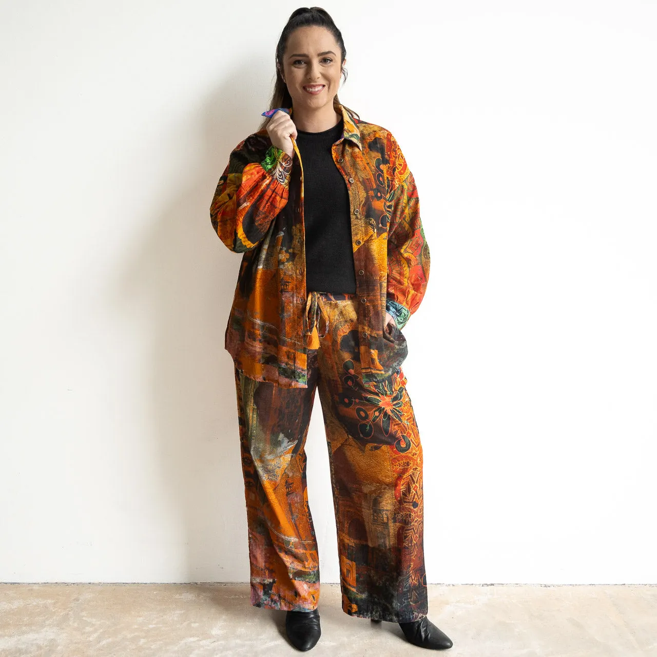 Cotton Corduroy Wide Leg Pant by Orientique Australia - Taj - 76061