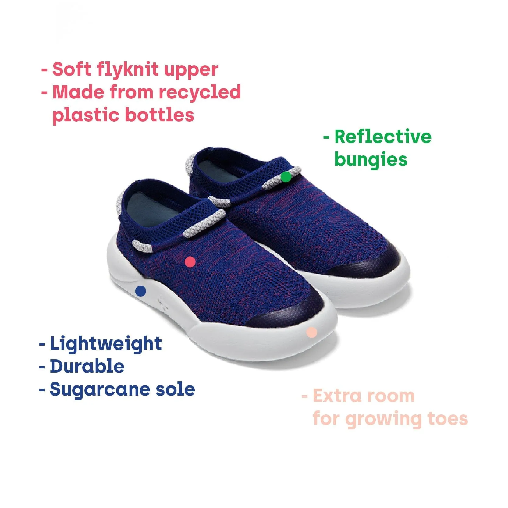 Dubs Flex Kids Vegan Recycled Sneakers | Midnight Blue