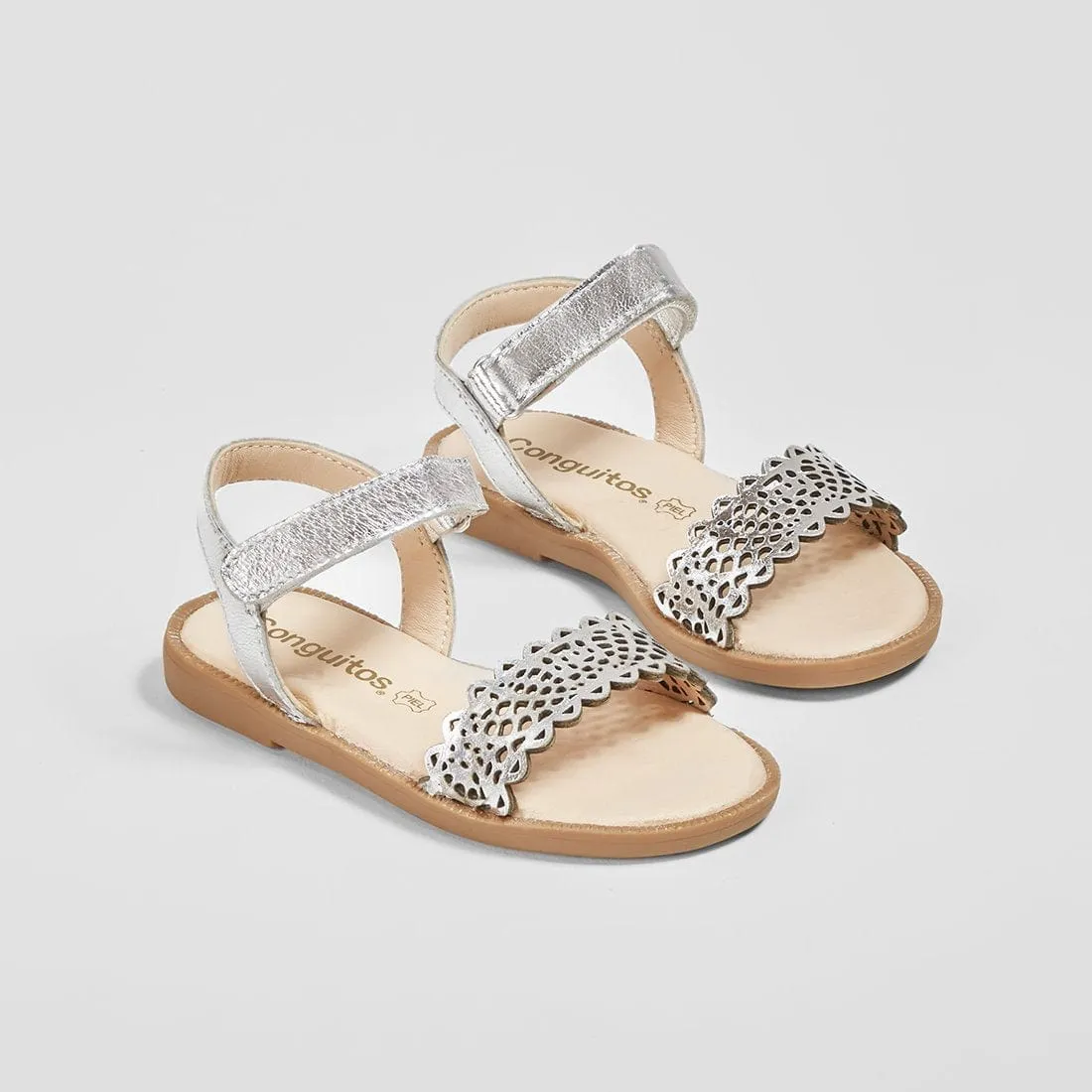 Girl's Silver Leather Sandals