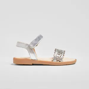 Girl's Silver Leather Sandals