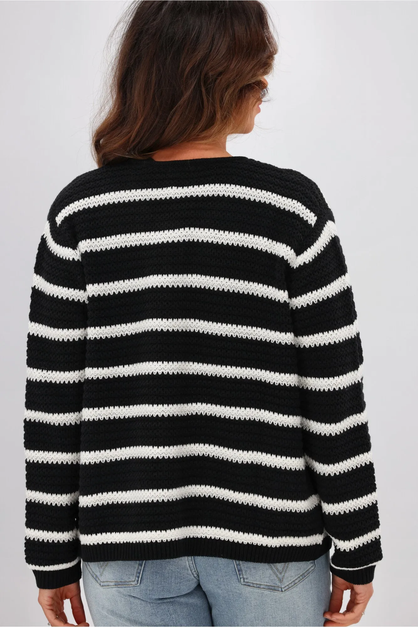 Gloss by Shine On Celestino Crochet Striped Cardigan Black