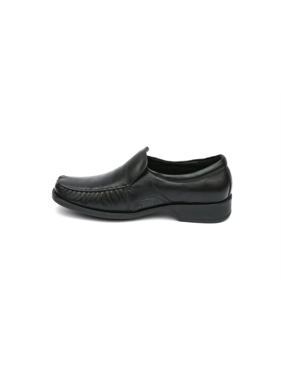Hitz Men's Black Leather Slp On Comfort Shoes