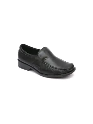Hitz Men's Black Leather Slp On Comfort Shoes