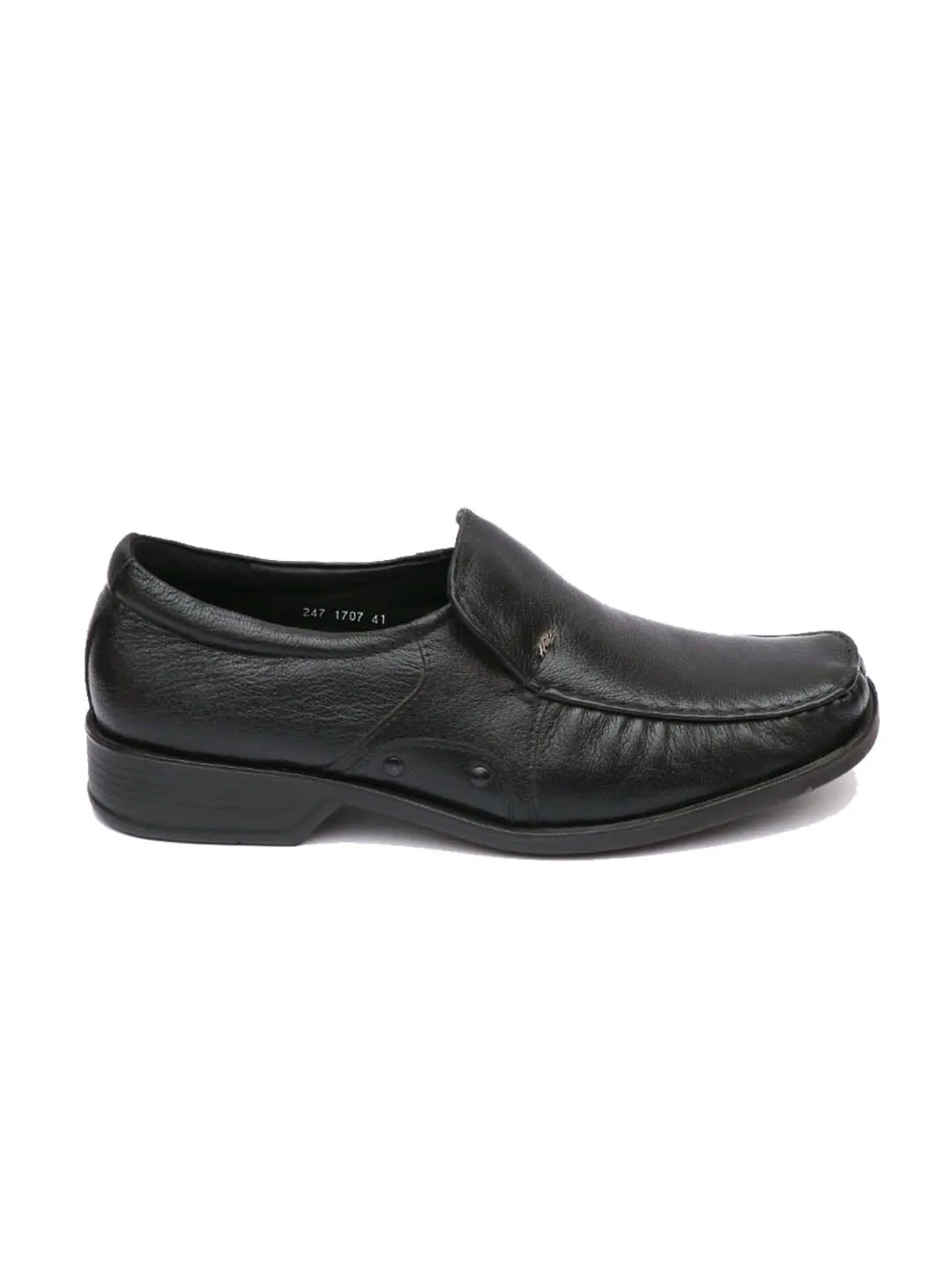 Hitz Men's Black Leather Slp On Comfort Shoes