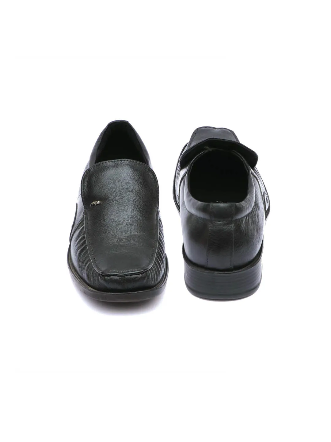 Hitz Men's Black Leather Slp On Comfort Shoes