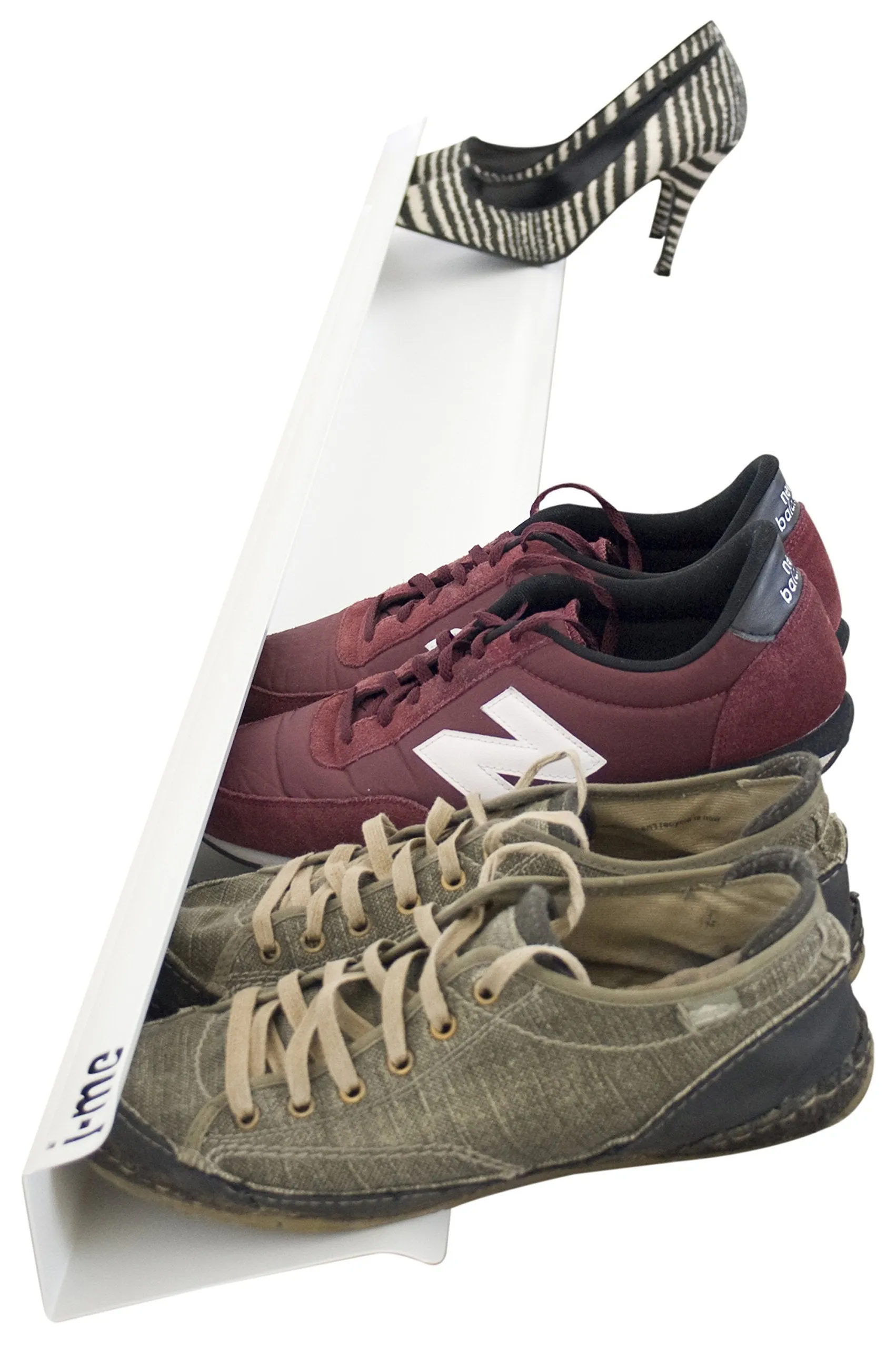 j-me Horizontal Shoe Rack - Wall Mounted Shoe Organizer Keeps Heels, Boots, Sneakers and Sandals Off The Floor. A Great Shoe Storage Solution for Your Entryway Or Closet. (White - 48 inches)