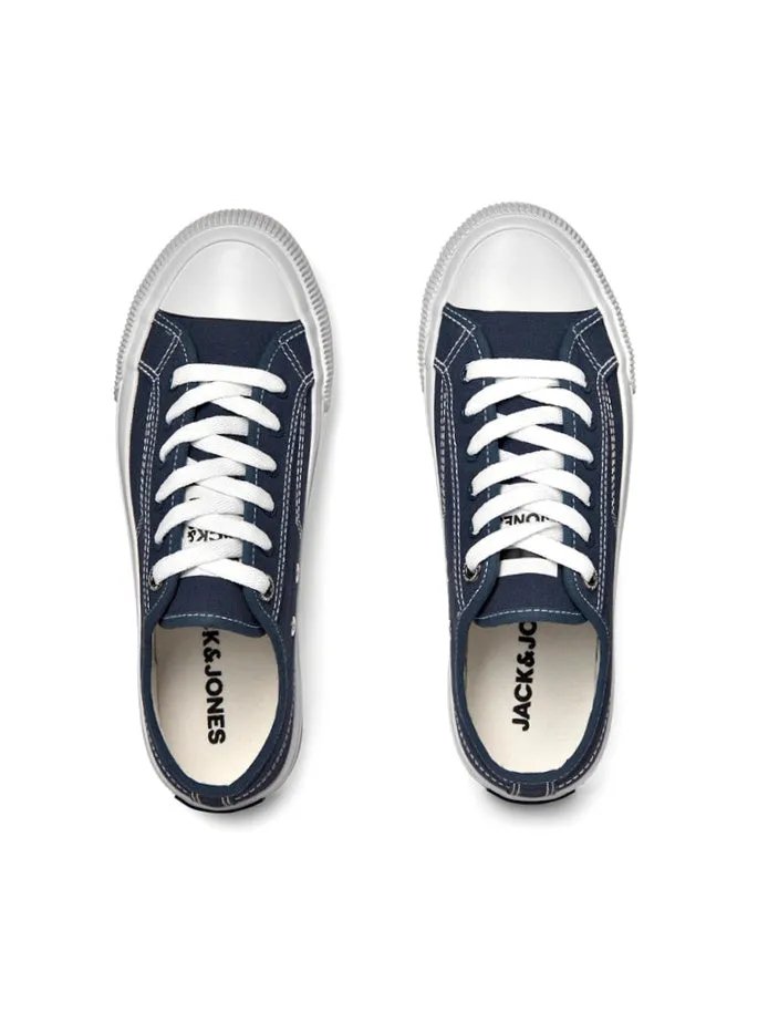 Jack & Jones Navy Canvas Shoes with White Toecap