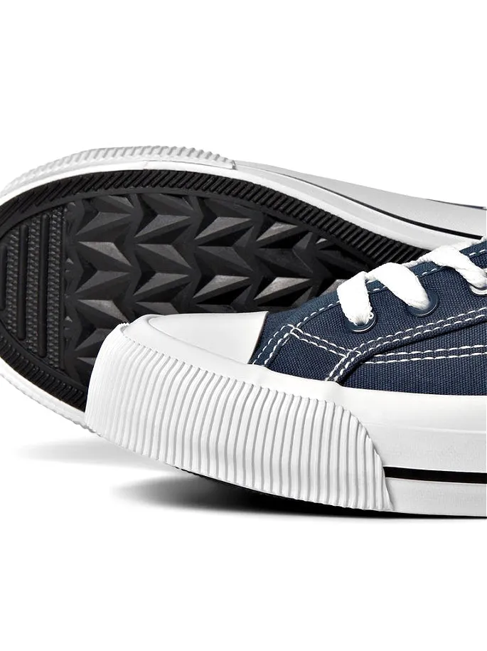 Jack & Jones Navy Canvas Shoes with White Toecap