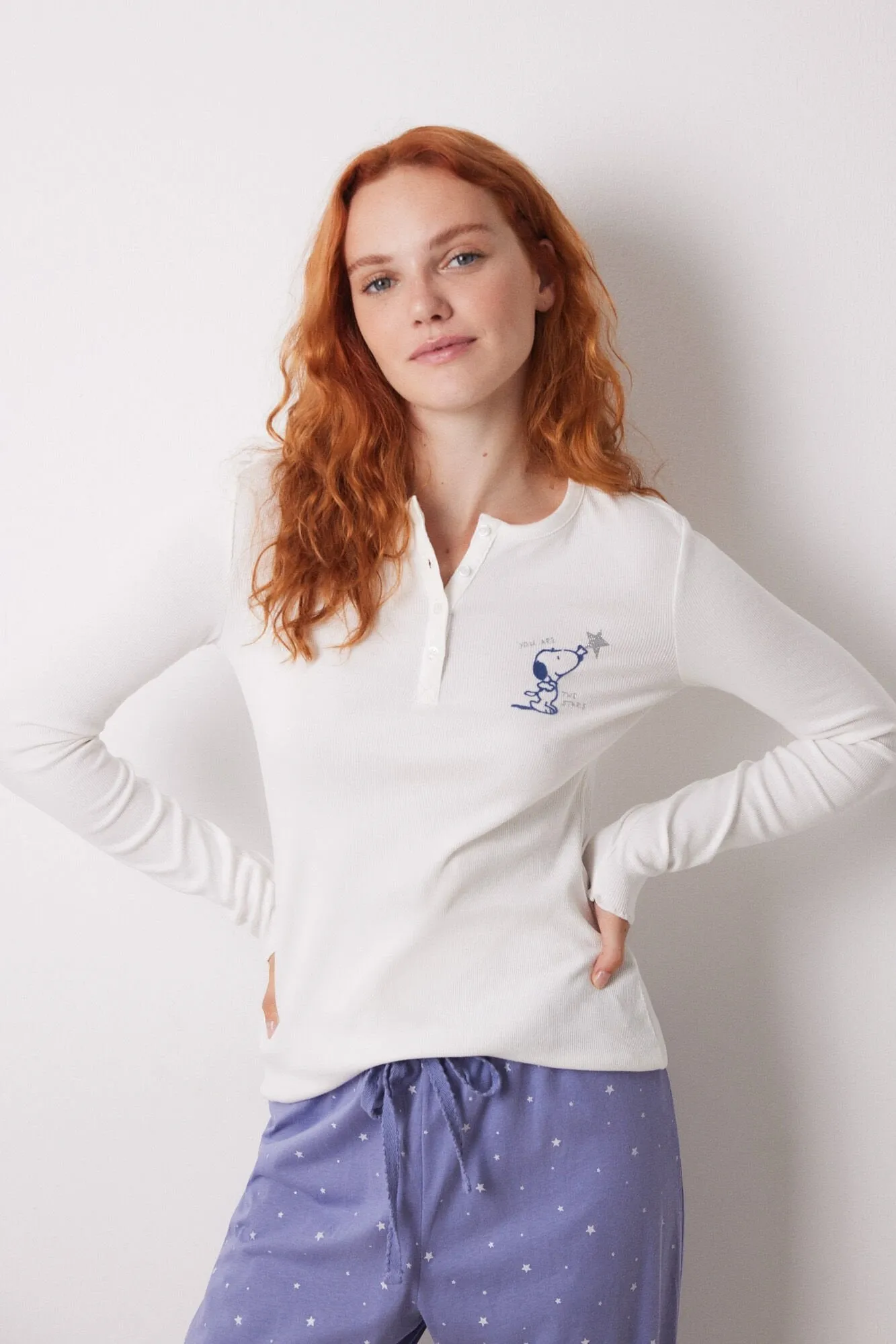 Long cotton Snoopy pyjamas