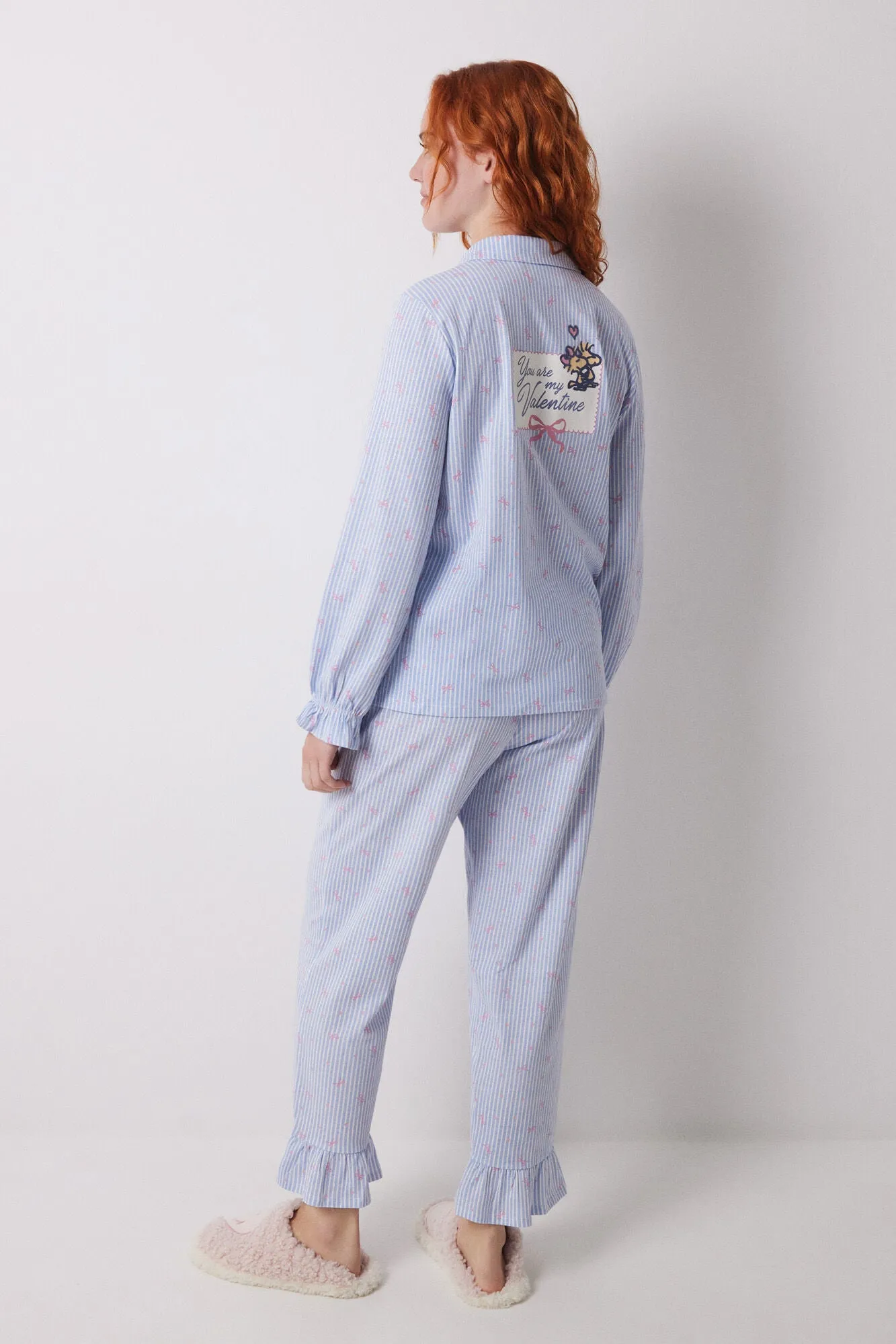 Long shirt pajamas 100% cotton blue striped