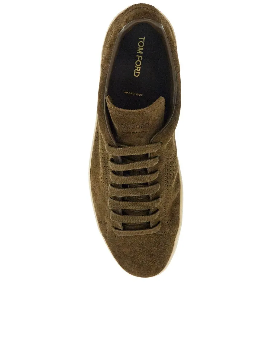 Low Top Suede Sneakers With Rubber Sole