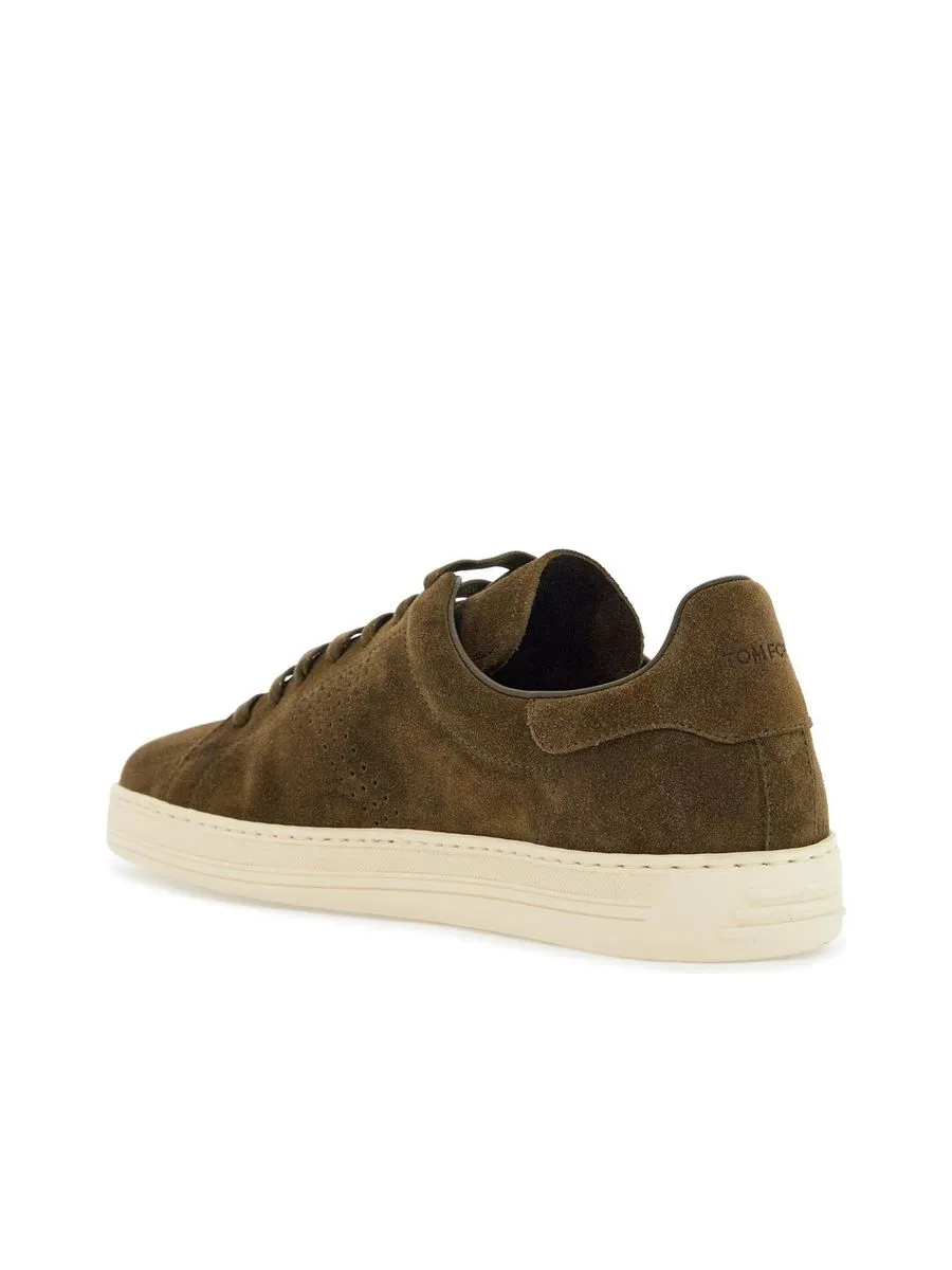 Low Top Suede Sneakers With Rubber Sole