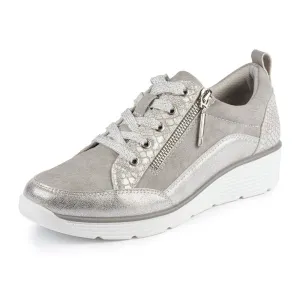 Lunar Kiley Silver Lace Up Wedge Trainer With Shimmer Trim Laces