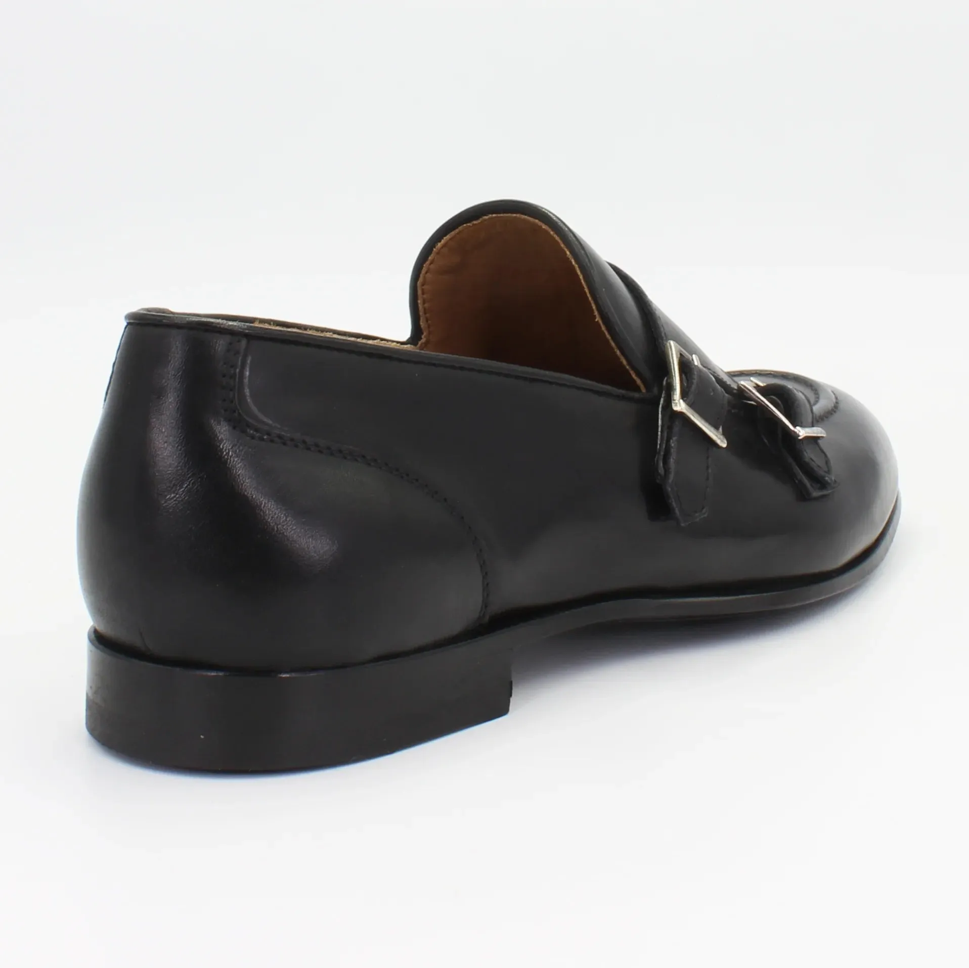 Men's Monk Strap shoes in calf leather Nero (BRU10548)