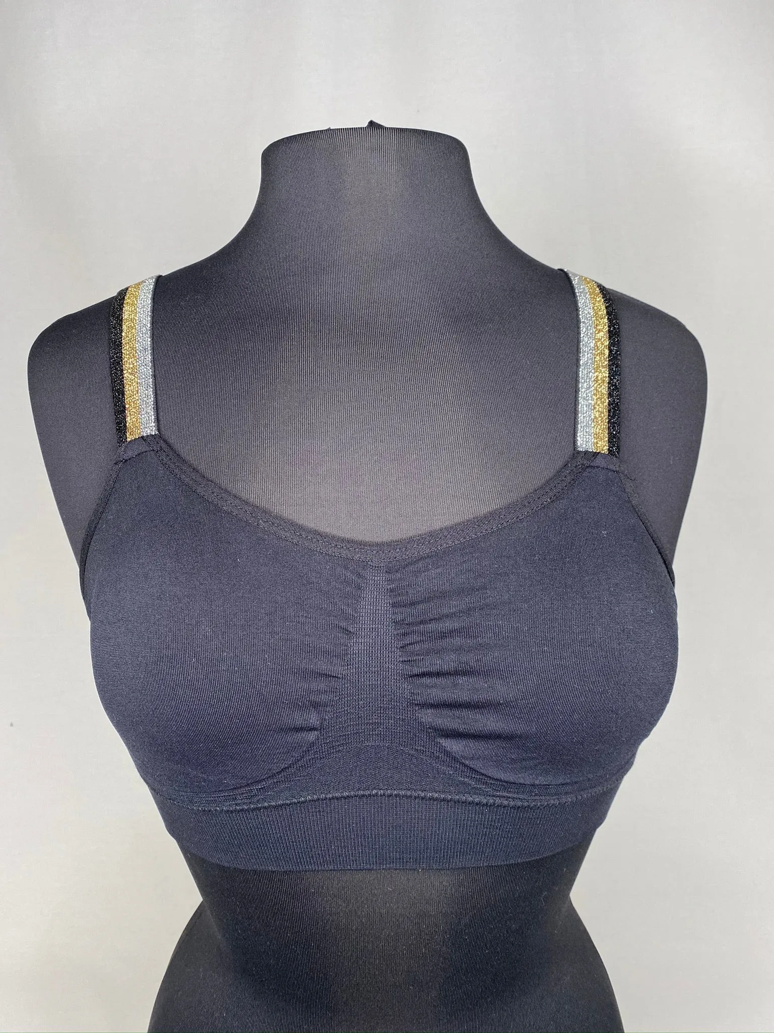 Metallic Strap Elastic Band Bras