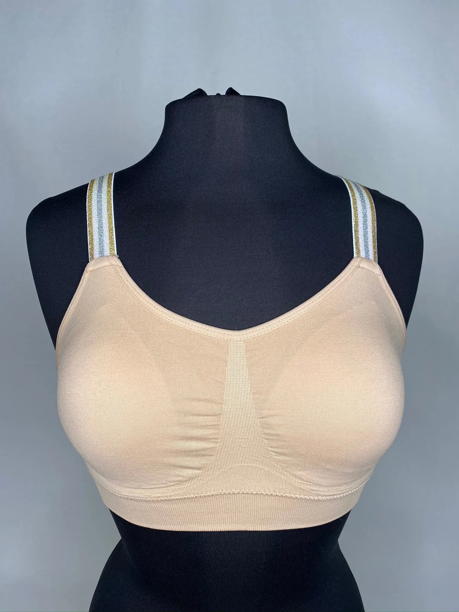 Metallic Strap Elastic Band Bras