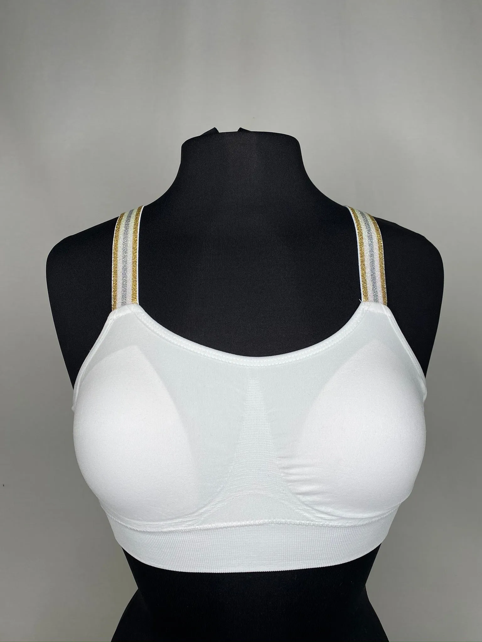 Metallic Strap Elastic Band Bras