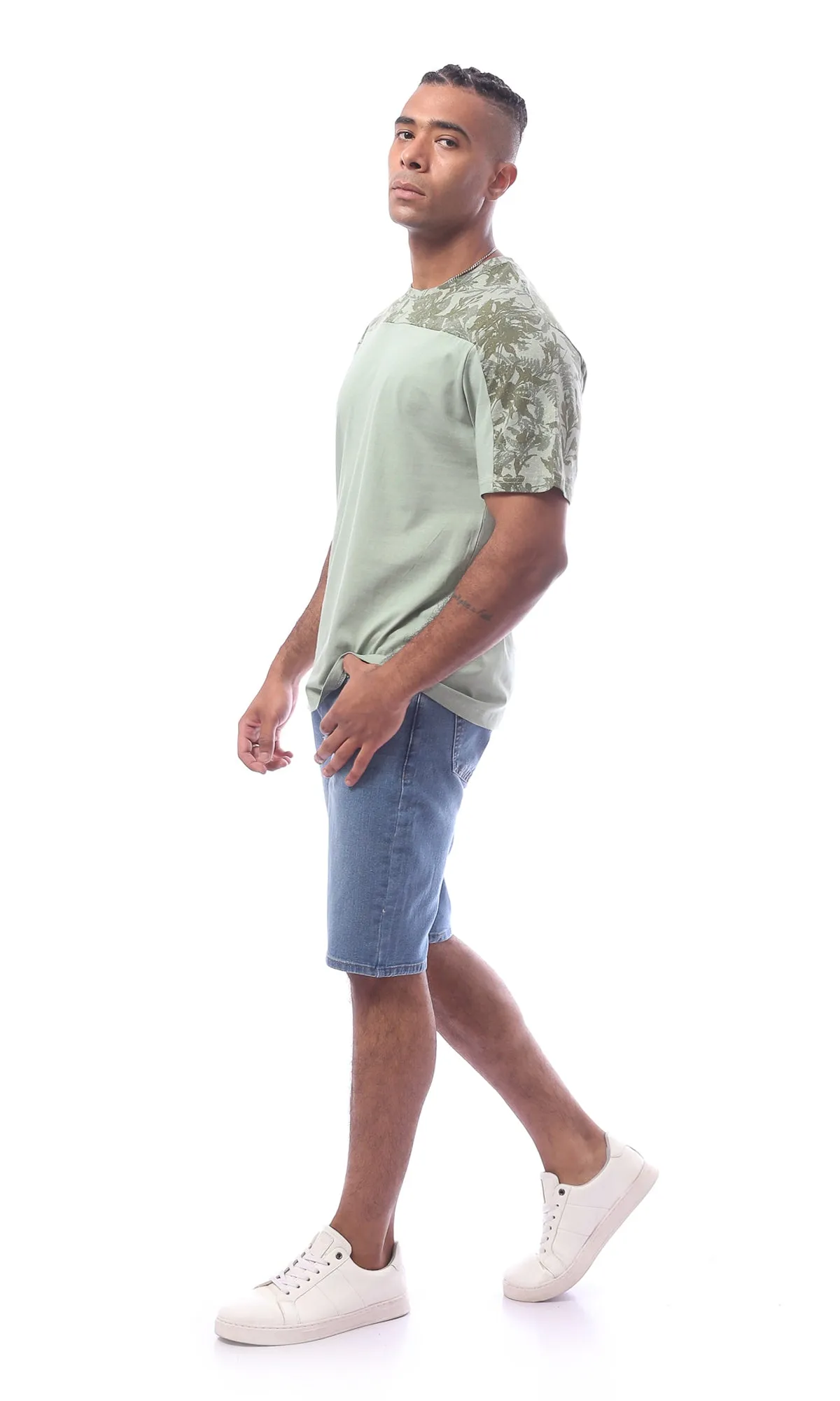 O169722 Light Blue Regular Fit Jeans Shorts